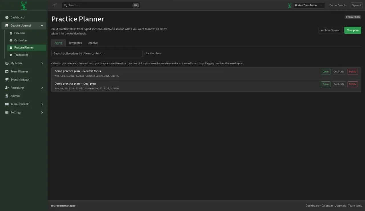 Practice Planner with plans and templates